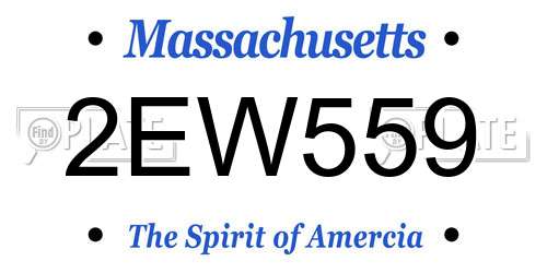 2EW559 Massachusetts License Plate