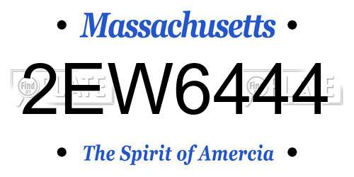 2EW6444 Massachusetts License Plate