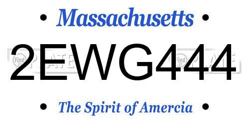 2EWG444 Massachusetts License Plate