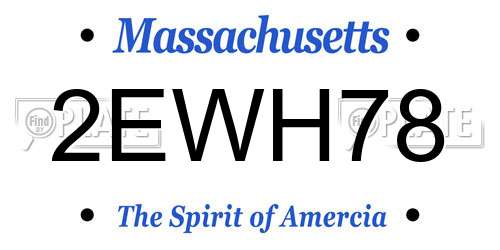 2EWH78 Massachusetts License Plate