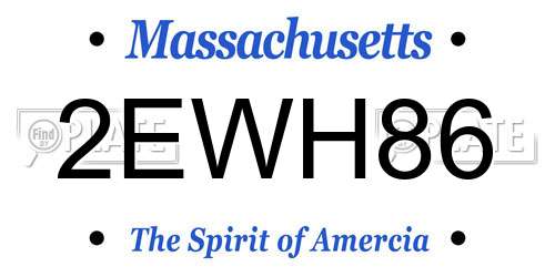2EWH86 Massachusetts License Plate