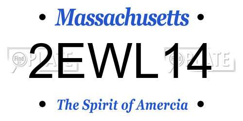 2EWL14 Massachusetts License Plate
