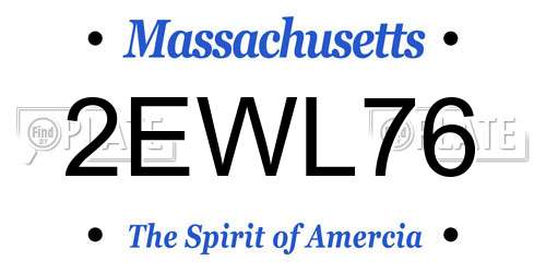 2EWL76 Massachusetts License Plate