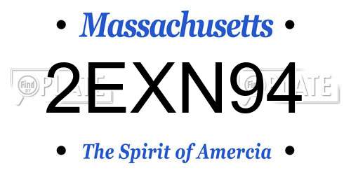 2EXN94 Massachusetts License Plate
