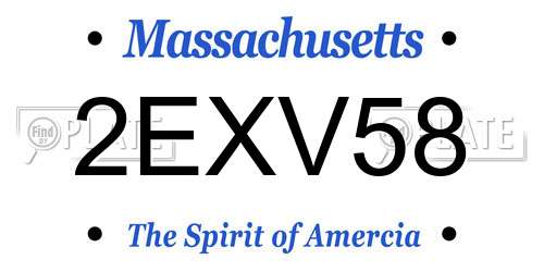 2EXV58 Massachusetts License Plate