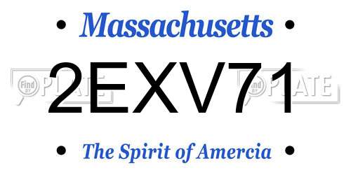 2EXV71 Massachusetts License Plate