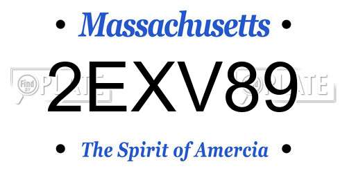 2EXV89 Massachusetts License Plate