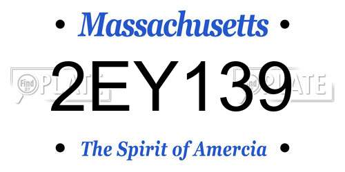 2EY139 Massachusetts License Plate