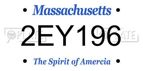 2EY196 Massachusetts License Plate