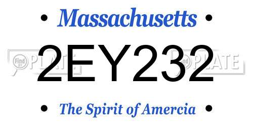 2EY232 Massachusetts License Plate