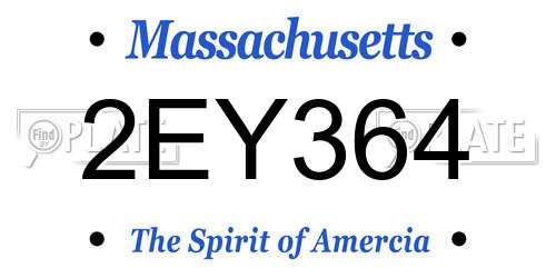 2EY364 Massachusetts License Plate