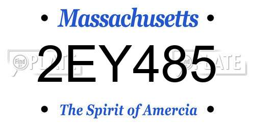 2EY485 Massachusetts License Plate