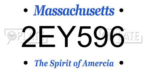 2EY596 Massachusetts License Plate