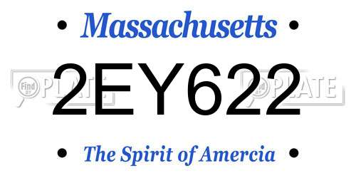2EY622 Massachusetts License Plate