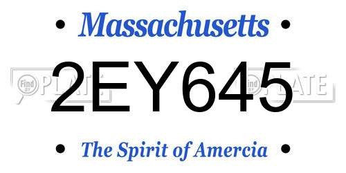 2EY645 Massachusetts License Plate