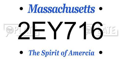 2EY716 Massachusetts License Plate