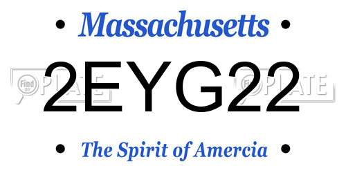2EYG22 Massachusetts License Plate