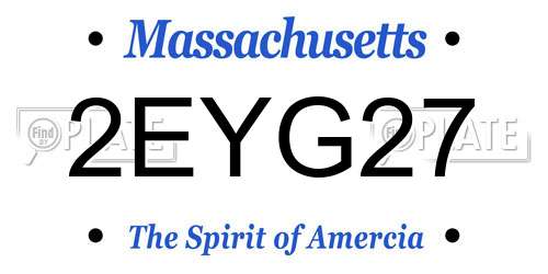 2EYG27 Massachusetts License Plate