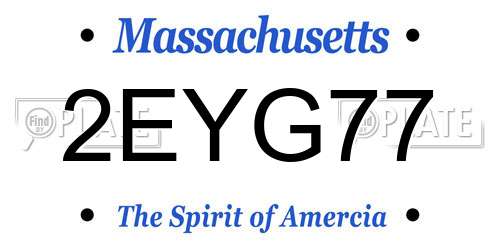 2EYG77 Massachusetts License Plate