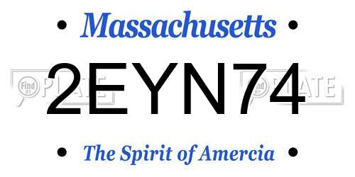 2EYN74 Massachusetts License Plate