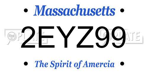 2EYZ99 Massachusetts License Plate