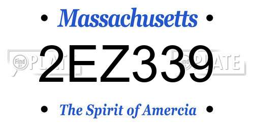 2EZ339 Massachusetts License Plate