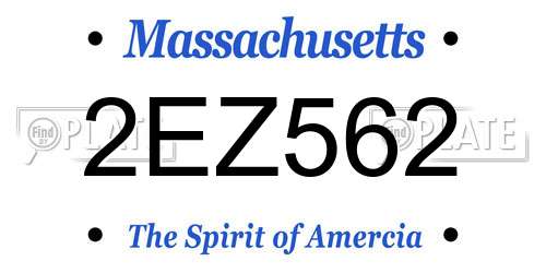 2EZ562 Massachusetts License Plate