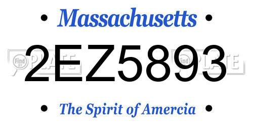2EZ5893 Massachusetts License Plate