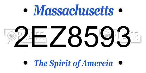 2EZ8593 Massachusetts License Plate