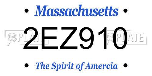 2EZ910 Massachusetts License Plate