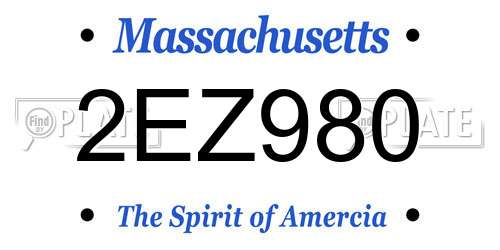 2EZ980 Massachusetts License Plate