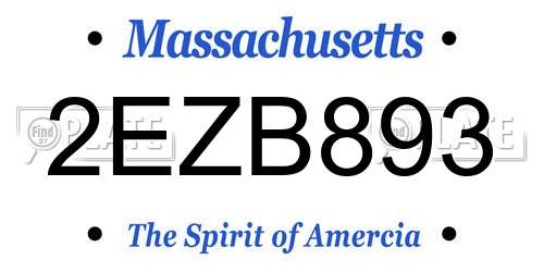 2EZB893 Massachusetts License Plate