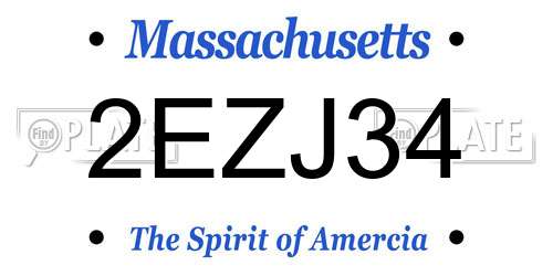 2EZJ34 Massachusetts License Plate