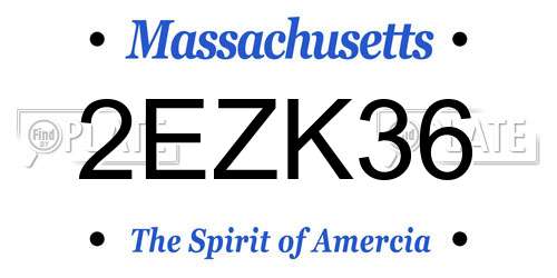 2EZK36 Massachusetts License Plate