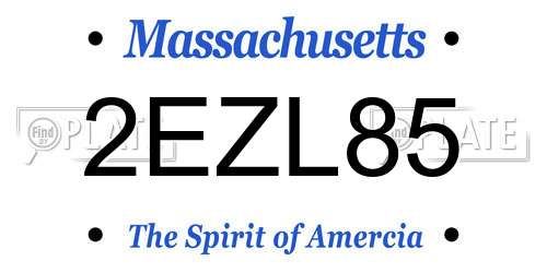 2EZL85 Massachusetts License Plate