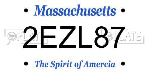 2EZL87 Massachusetts License Plate