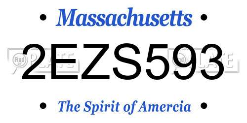 2EZS593 Massachusetts License Plate