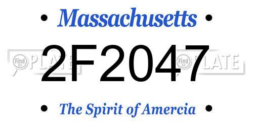 2F2047 Massachusetts License Plate