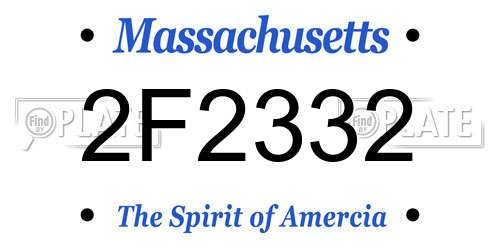 2F2332 Massachusetts License Plate