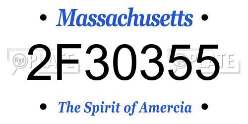 2F30355 Massachusetts License Plate