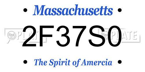 2F37S0 Massachusetts License Plate