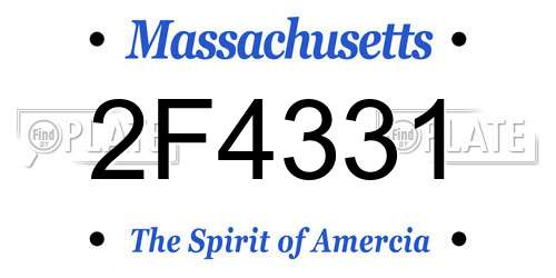 2F4331 Massachusetts License Plate