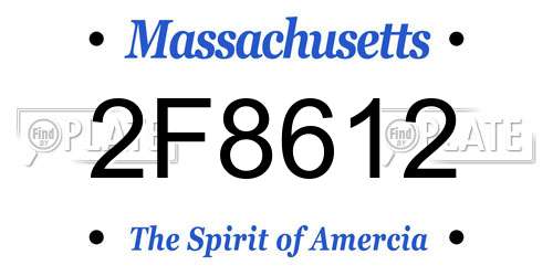 2F8612 Massachusetts License Plate