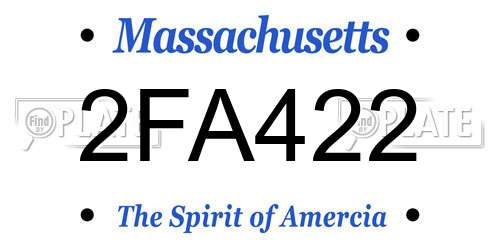 2FA422 Massachusetts License Plate