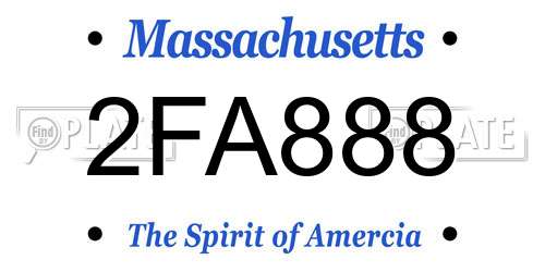 2FA888 Massachusetts License Plate