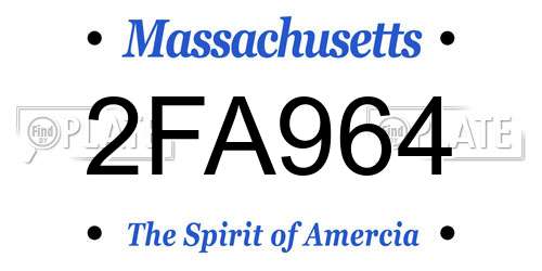 2FA964 Massachusetts License Plate