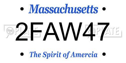 2FAW47 Massachusetts License Plate