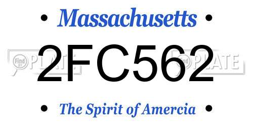 2FC562 Massachusetts License Plate
