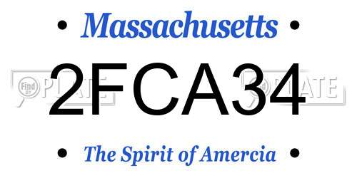 2FCA34 Massachusetts License Plate