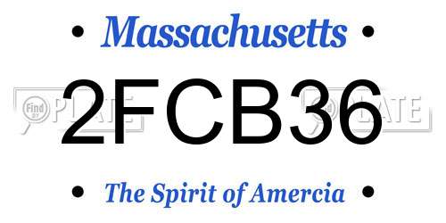 2FCB36 Massachusetts License Plate